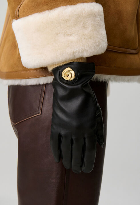 Gants cuir lisse d'agneau bijou dor&eacute;