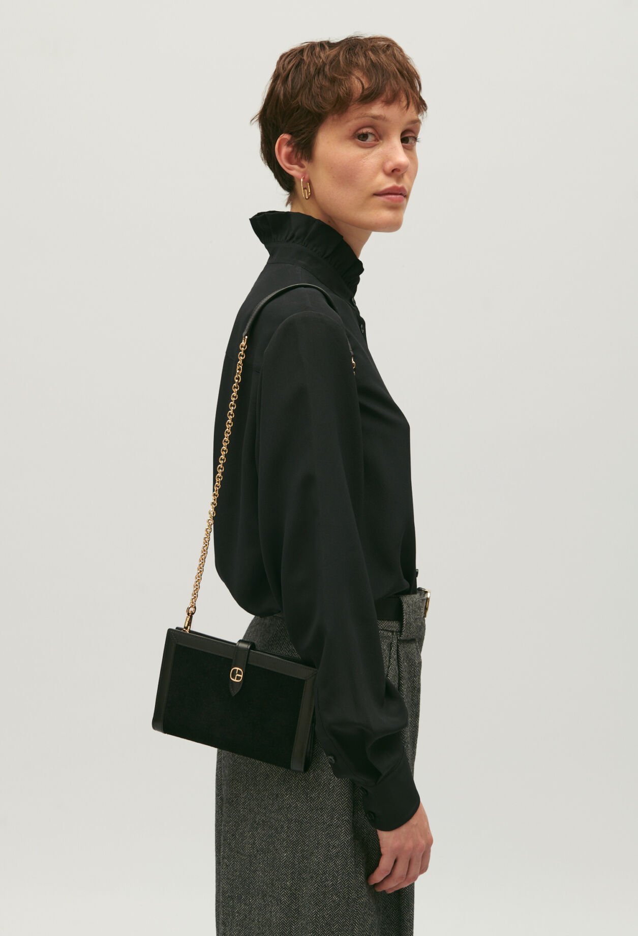 Sac pochette cuir suède noir 