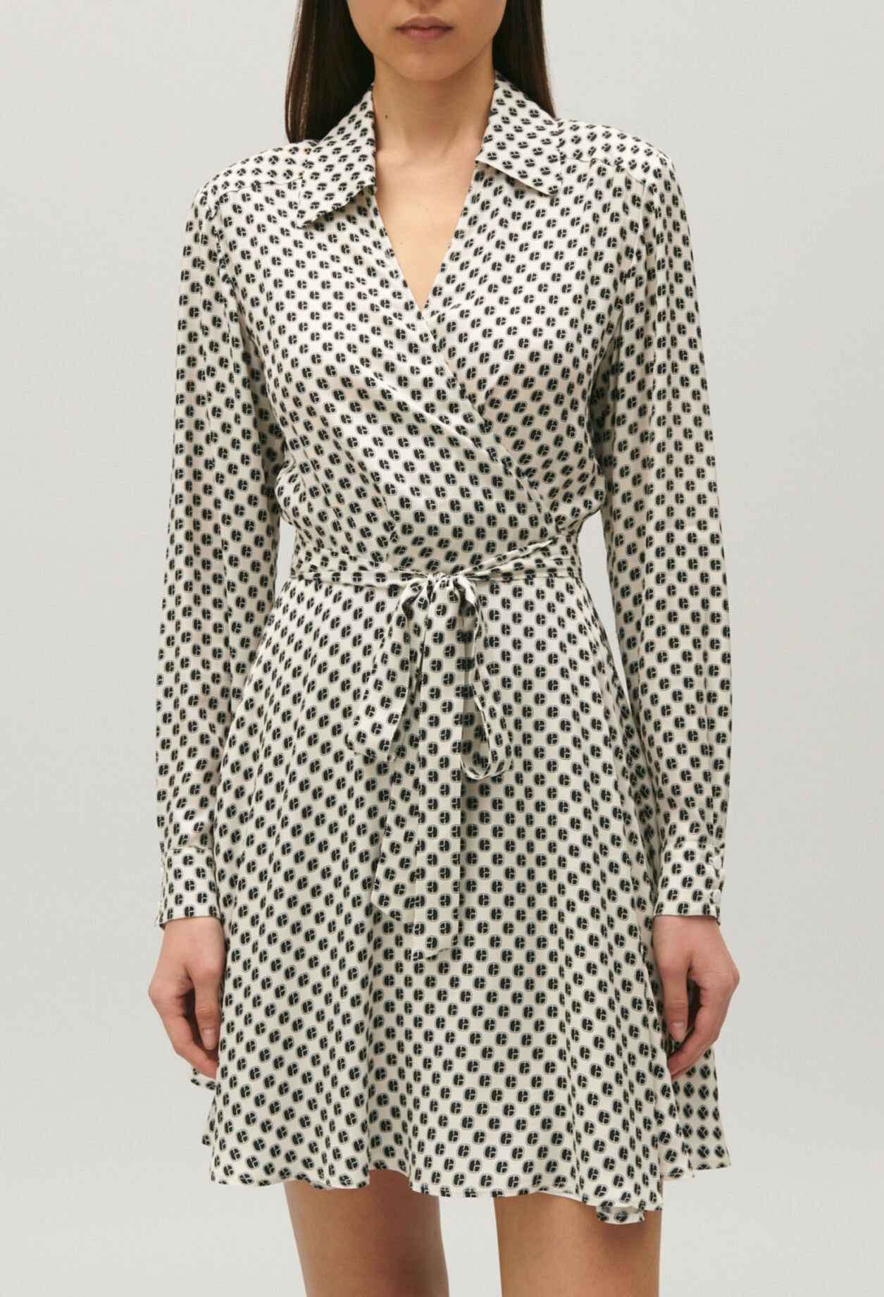 Robe portefeuille imprimé noir et blanc
