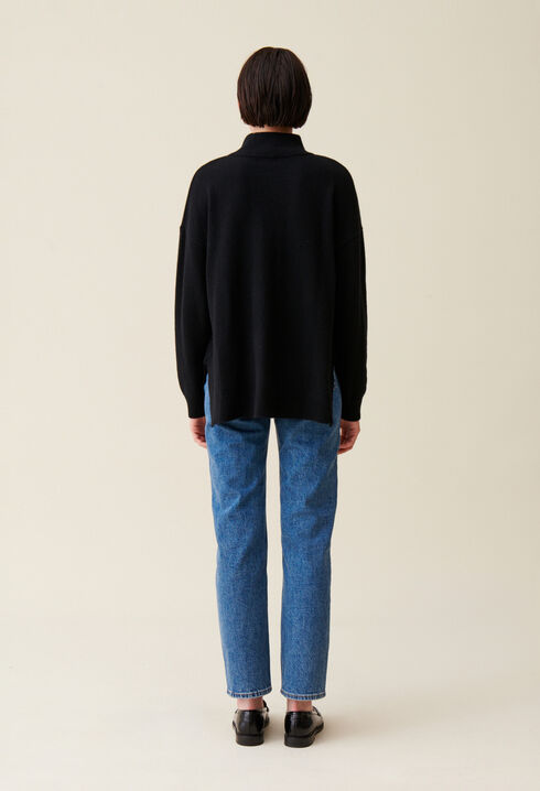 Pull col montant cachemire noir