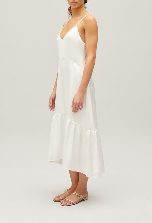 Robe midi satin&eacute;e