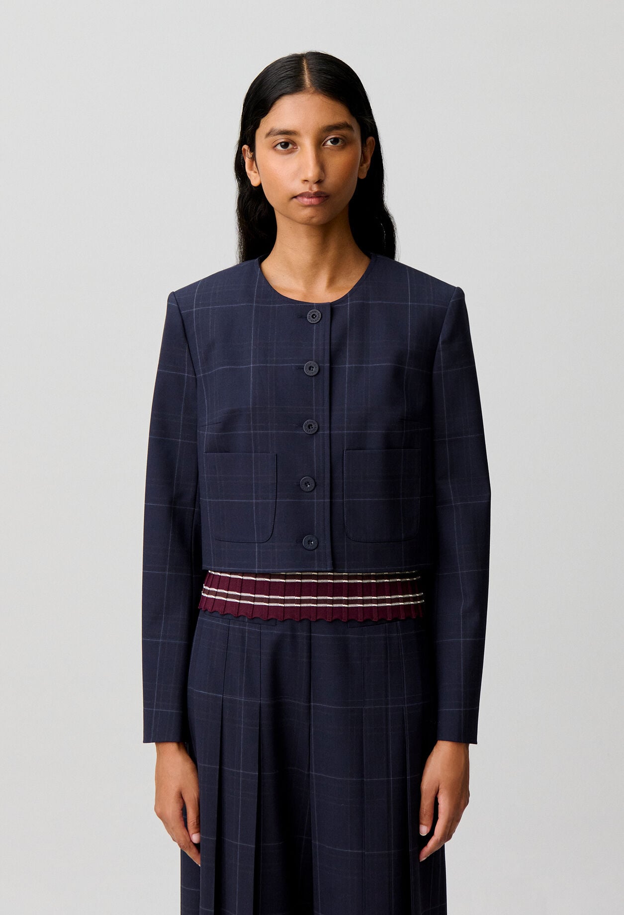 Veste bo&icirc;te &agrave; carreaux