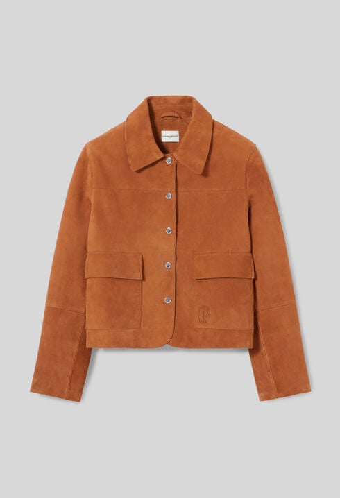 Veste cuir su&egrave;de