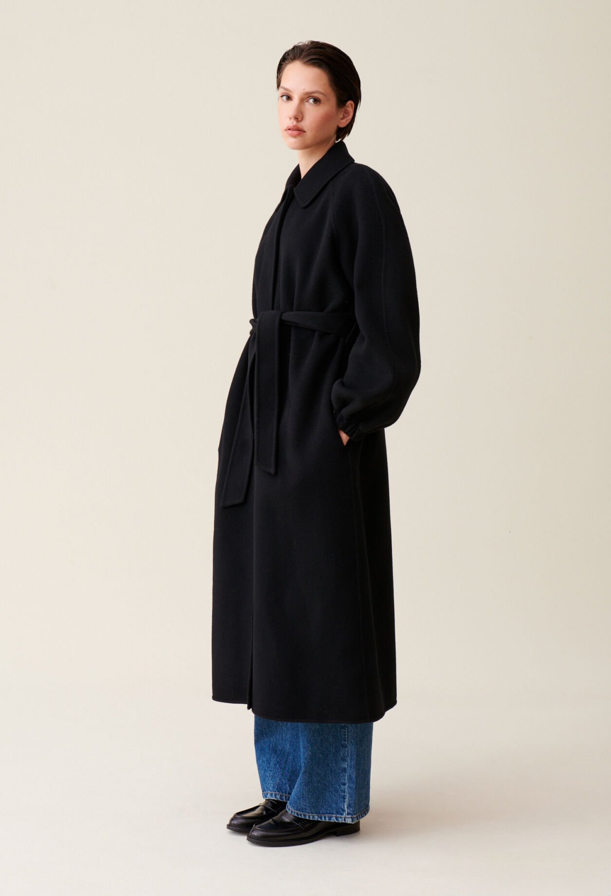Manteau long a ceinture discount
