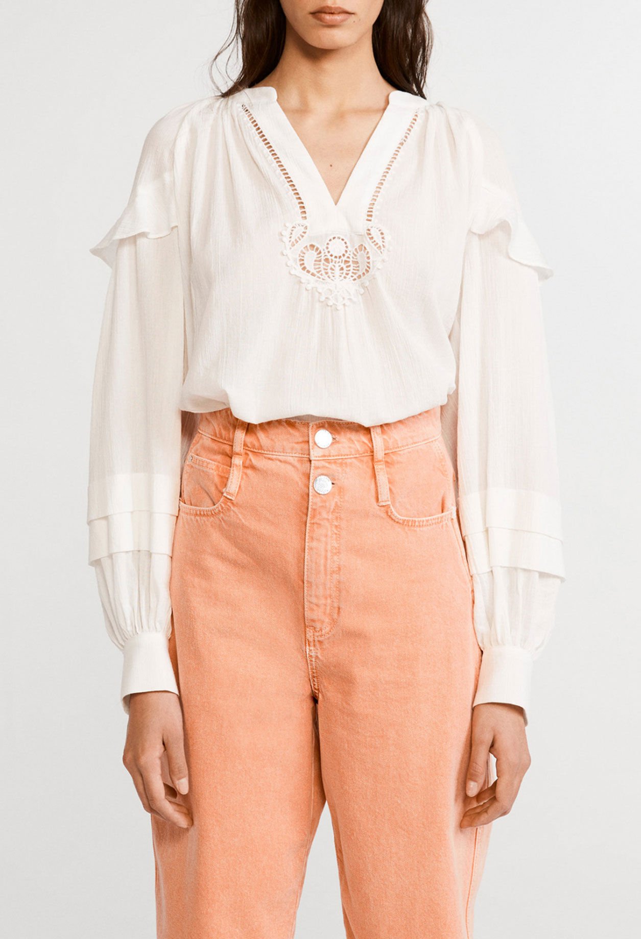 Blouse à manches bouffantes en coton bio