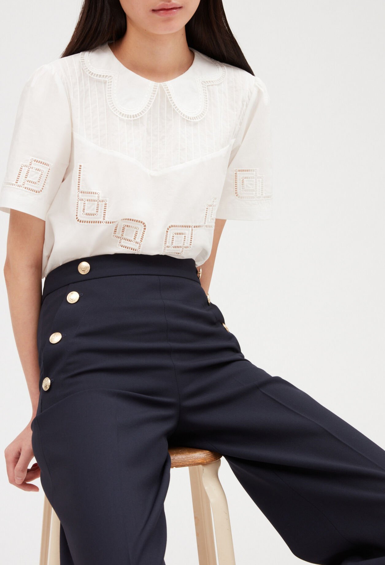 Pantalon marine à bretelles