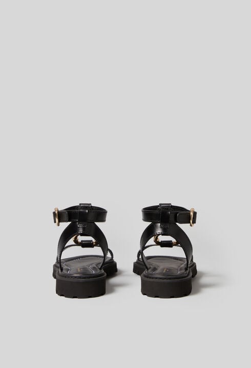 Sandales cuir anneau doré