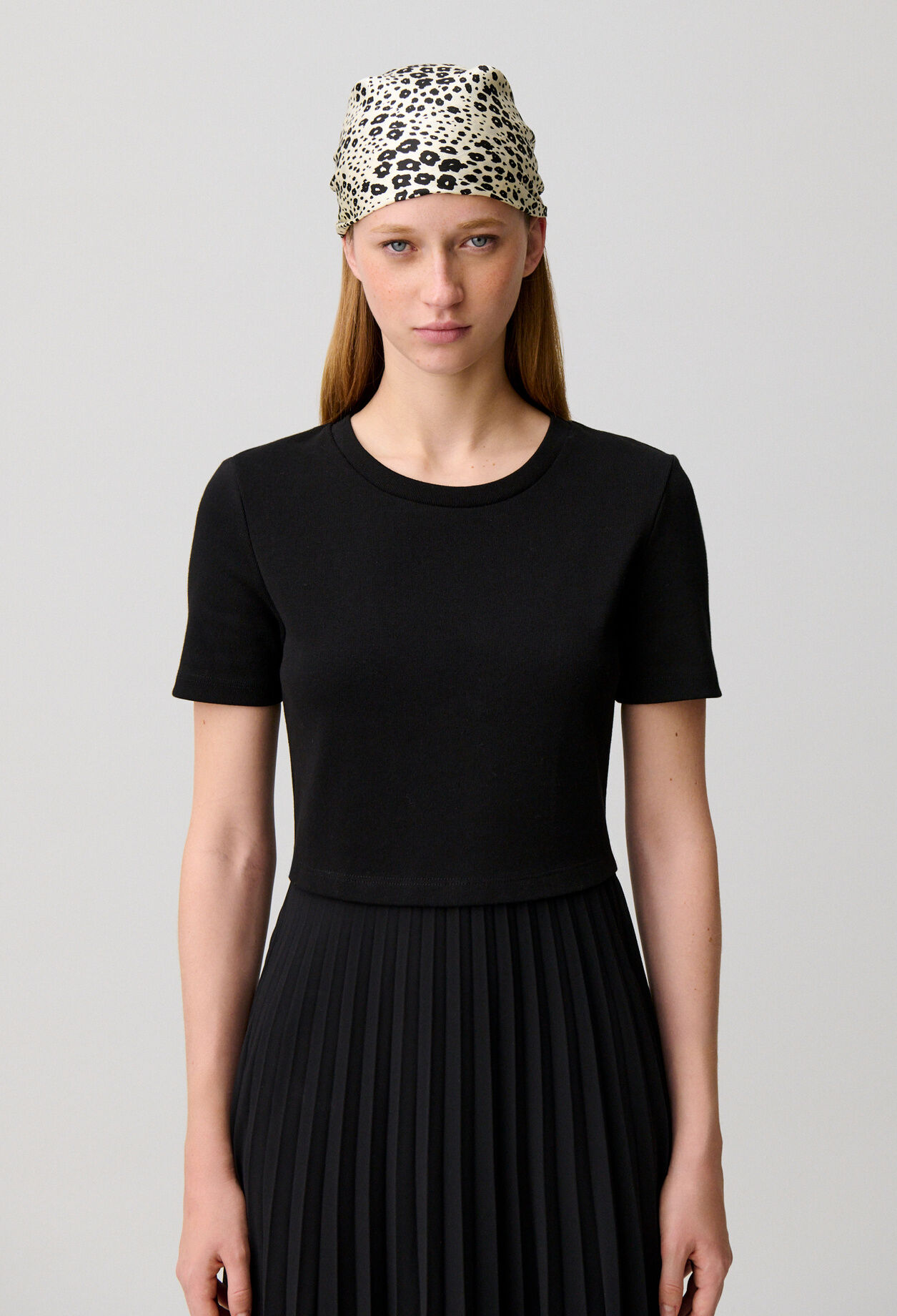 Robe midi Twist bi-mati&egrave;re noire