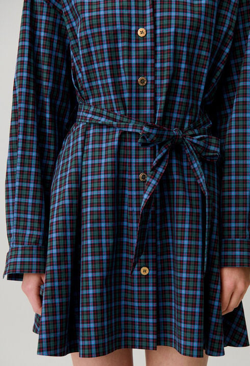 Robe chemise coton carreaux