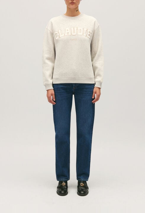 Sweatshirt maille chinée gris