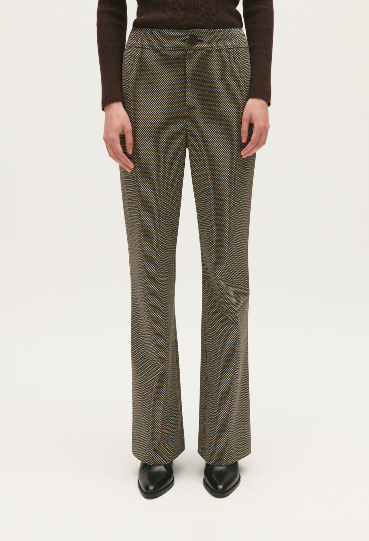 Pantalon droit imprimé chocolat
