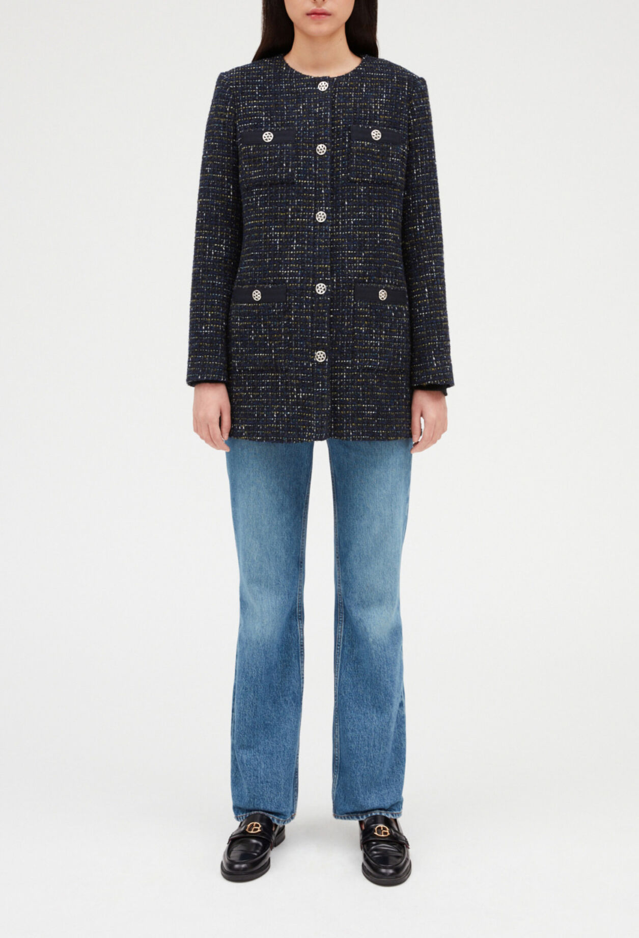 Manteau noir tweed