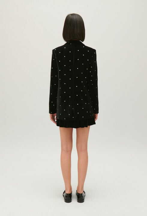 Veste tailleur velours bicolore