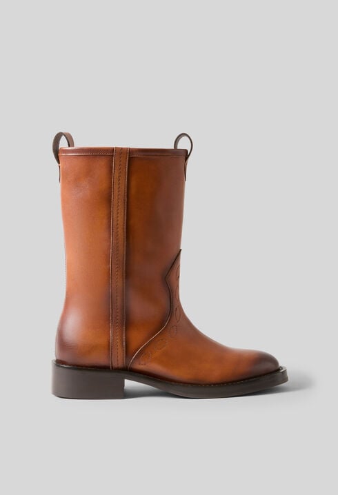 Bottines santiags cuir lisse