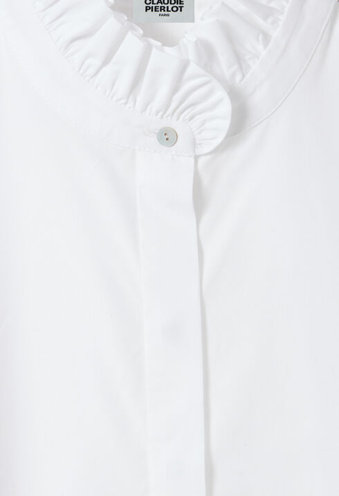 Chemise blanche col volant&eacute;