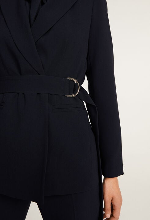 Veste De Tailleur Unie Ceinturée