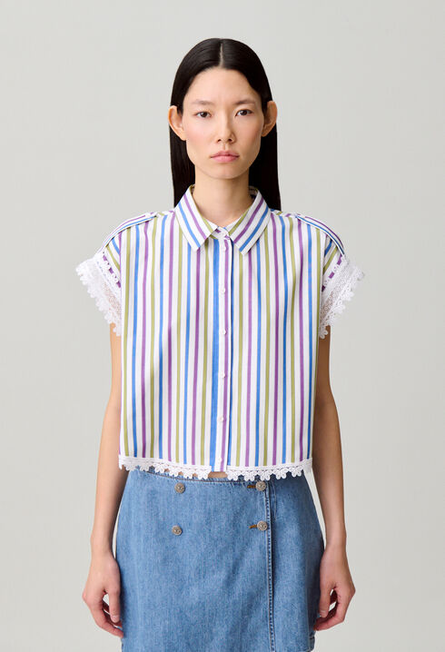 Chemise ray&eacute;e dentelle