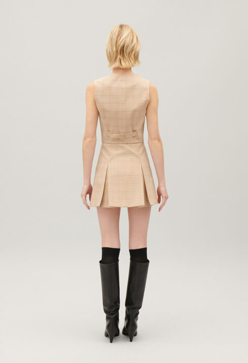 Gilet costume carreaux beige