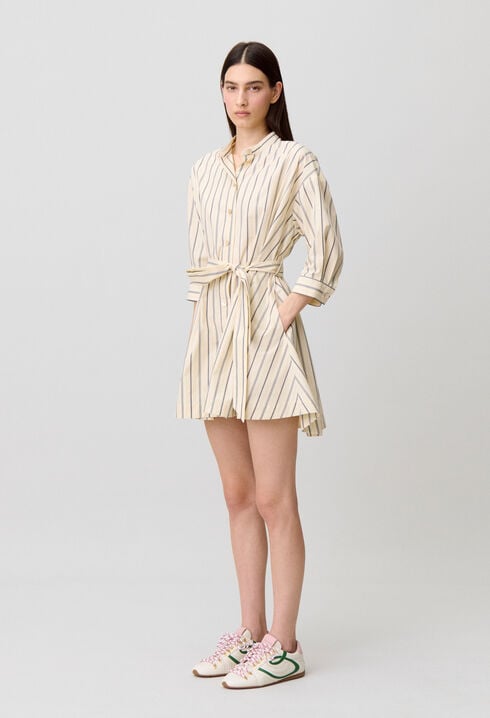 Robe chemise coton cintr&eacute;