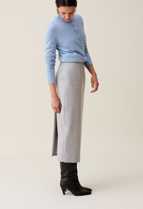 Jupe crayon taille haute gris clair