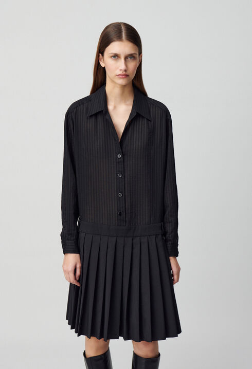 Robe bi-matière rayures