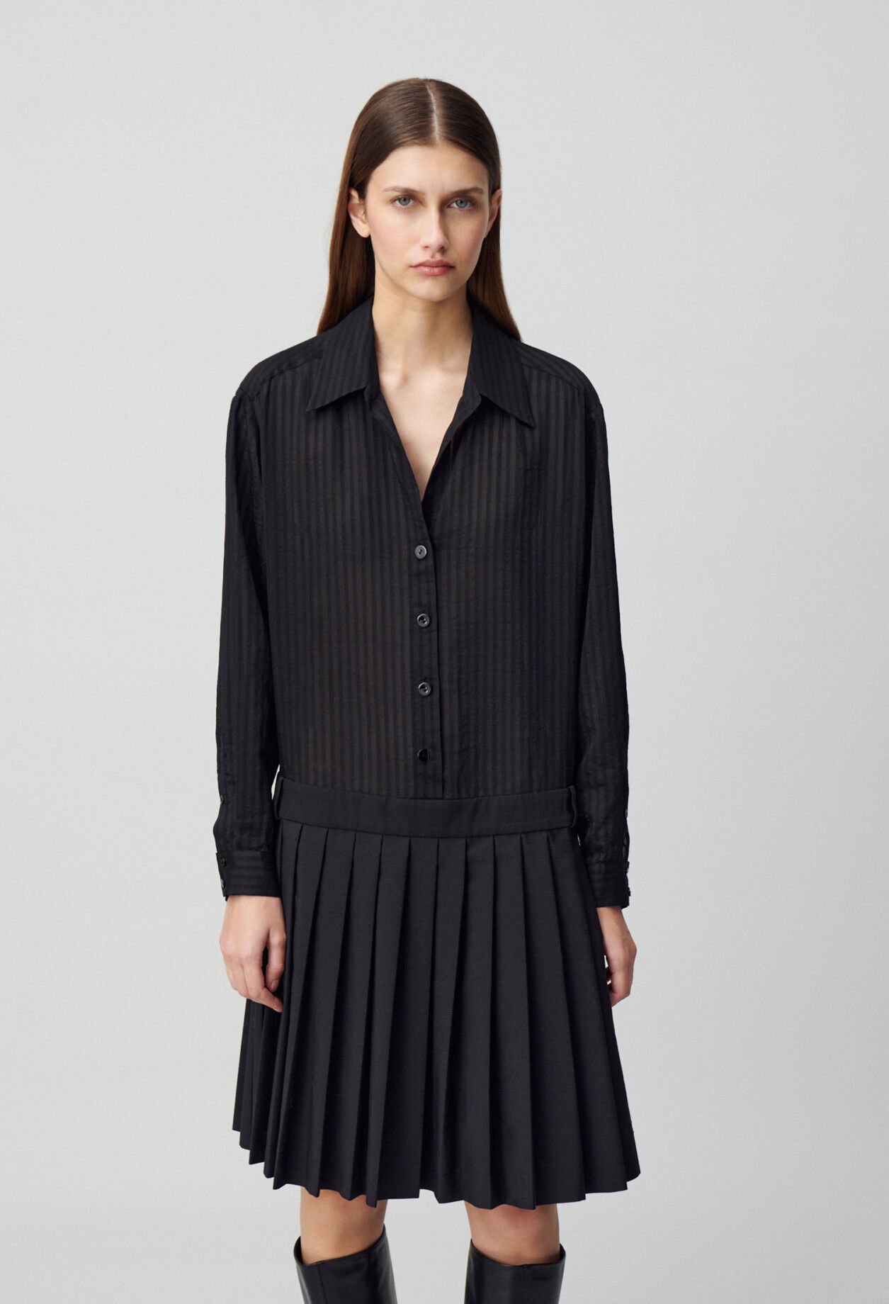 Robe bi-matière rayures