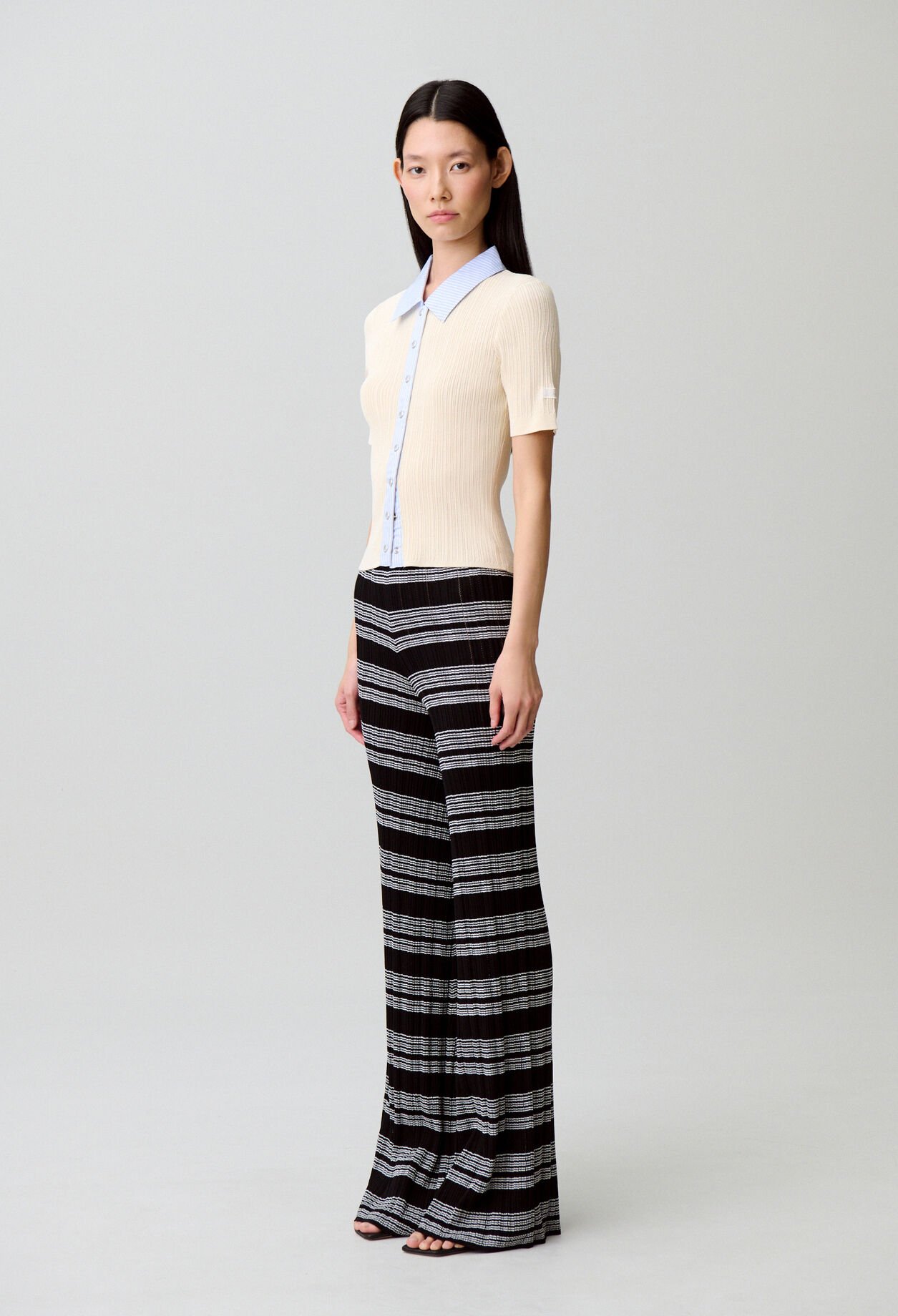 Cardigan bi mati&egrave;res ray&eacute;