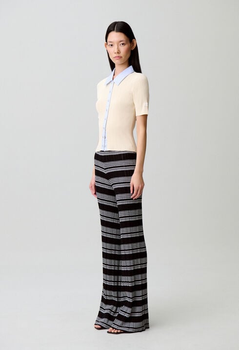 Cardigan bi mati&egrave;res ray&eacute;