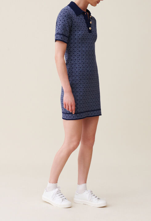 Robe courte monogramme marine