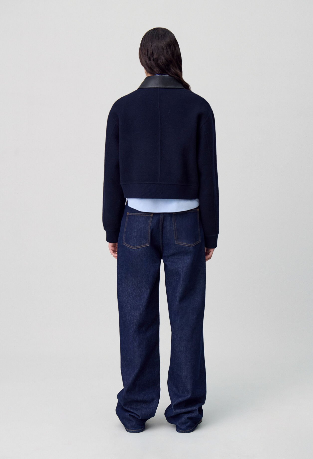 Blouson laine col similicuir