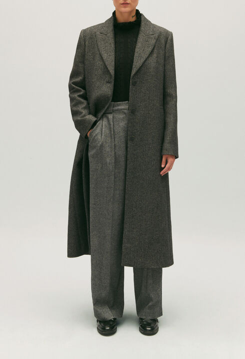 Manteau droit mi-long bicolore