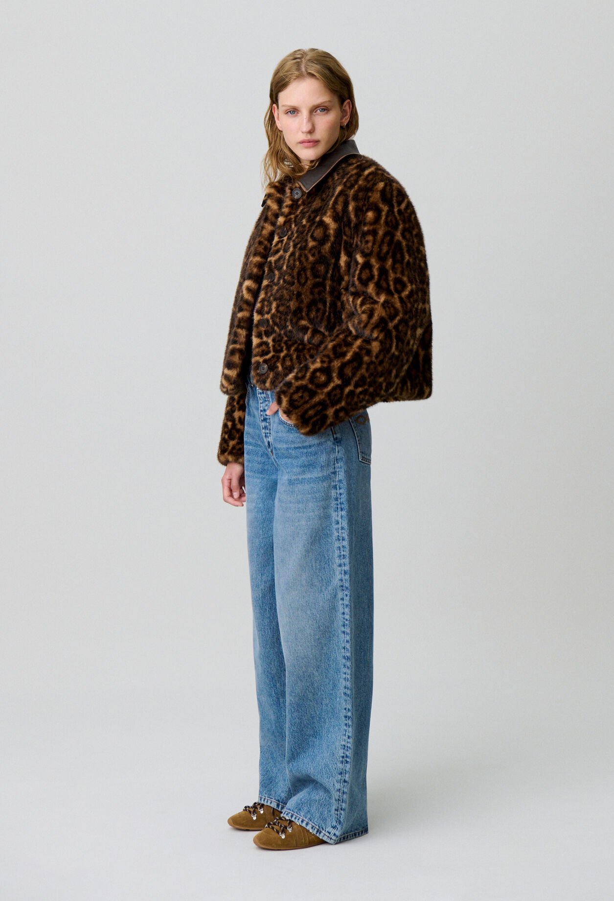 Manteau fausse fourrure léopard