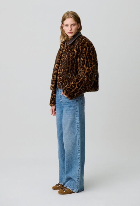 Manteau fausse fourrure léopard
