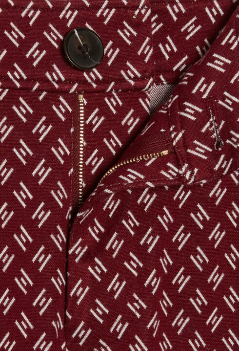 Pantalon bicolore taille haute imprimé