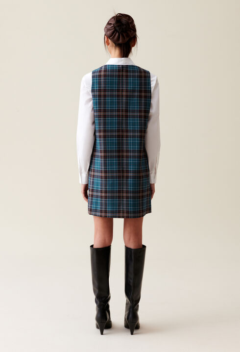 Robe courte sans manches carreaux