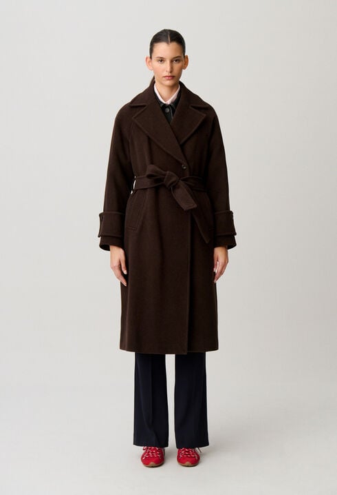 Manteau long ceintur&eacute;