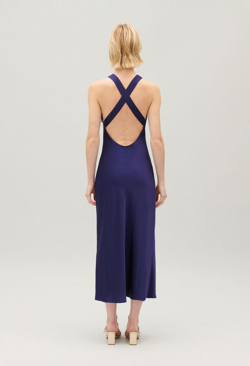 Robe longue satin&eacute;e