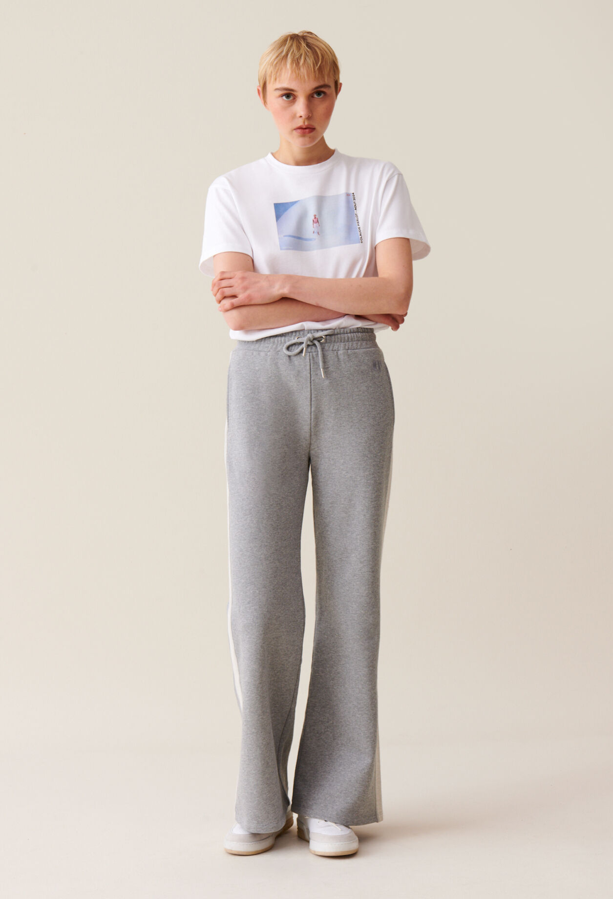 Pantalon confort contrasté gris