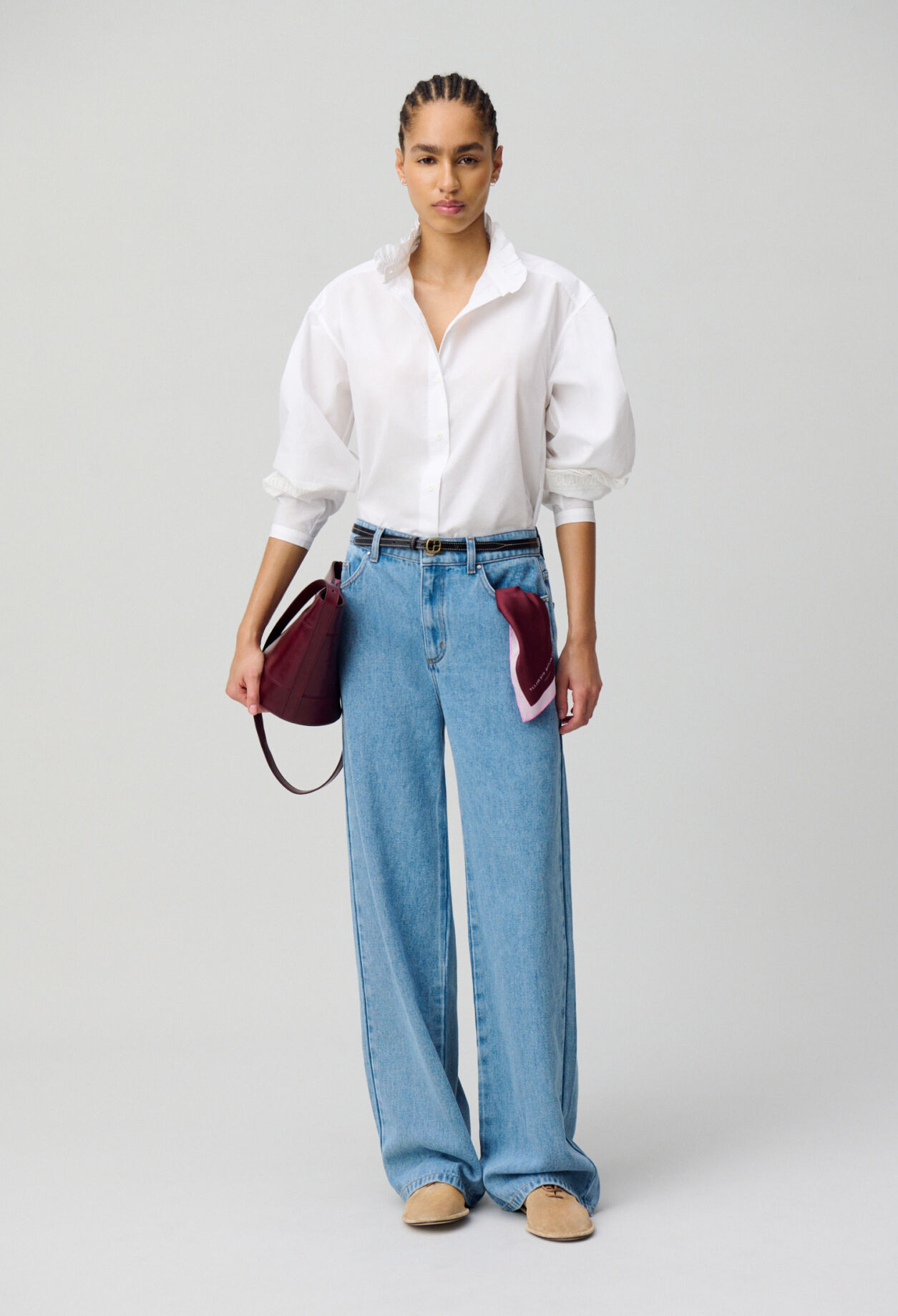 Chemise coton col volanté