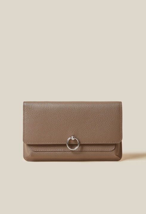 Pochette large cuir grainé