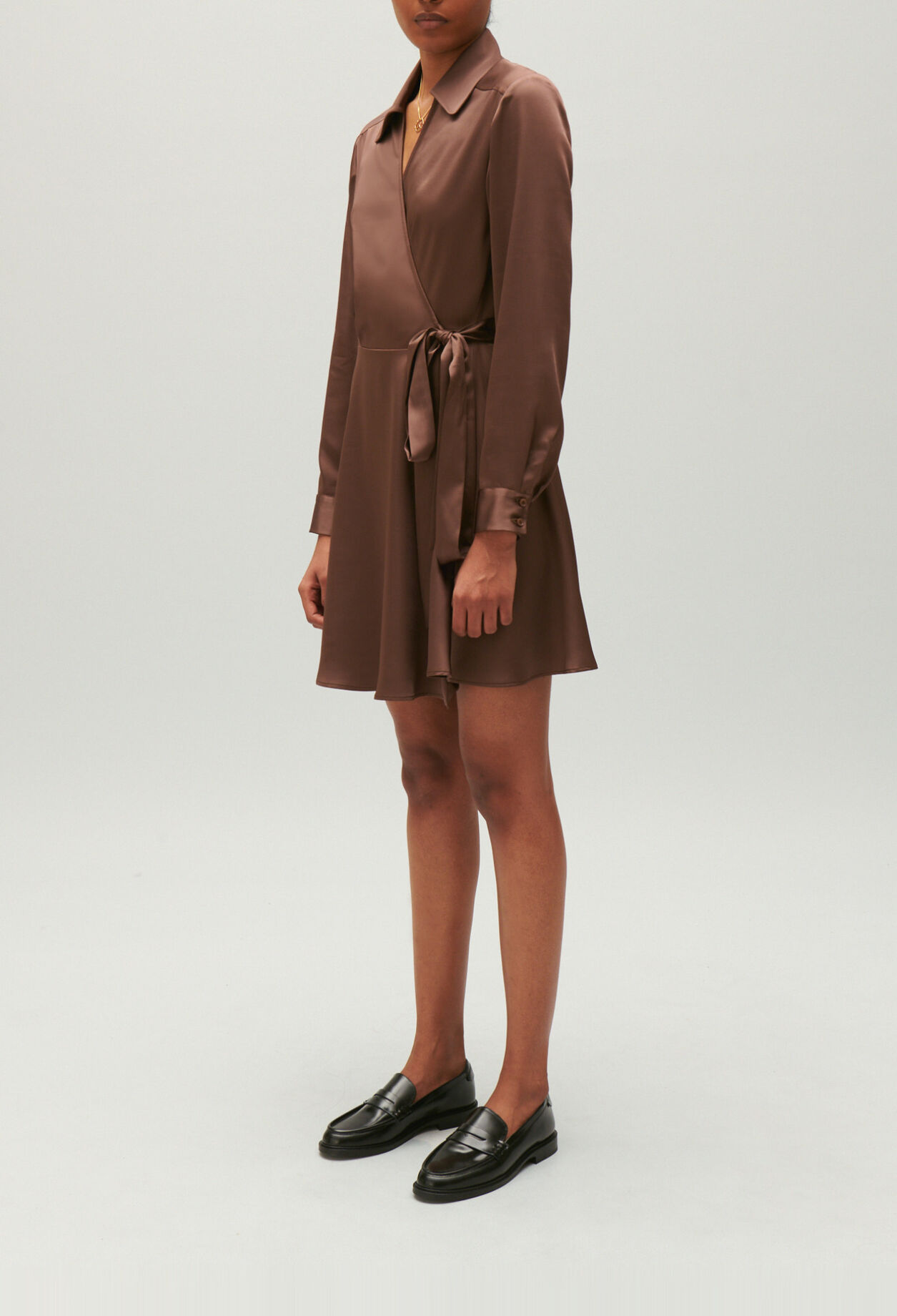 Robe courte fluide Rixie marron glac&eacute;