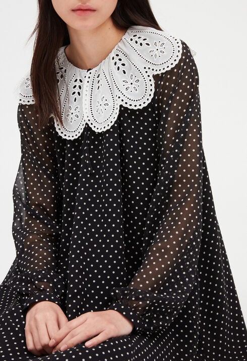 Robe courte Rifi large col imprimé pois