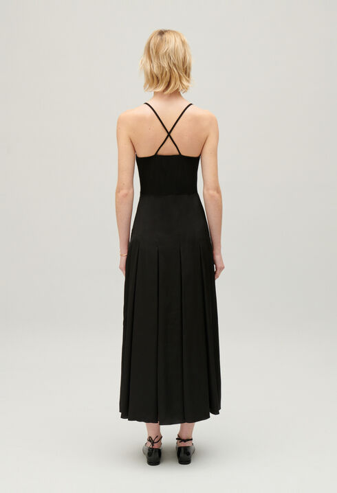Robe midi dos crois&eacute; noire