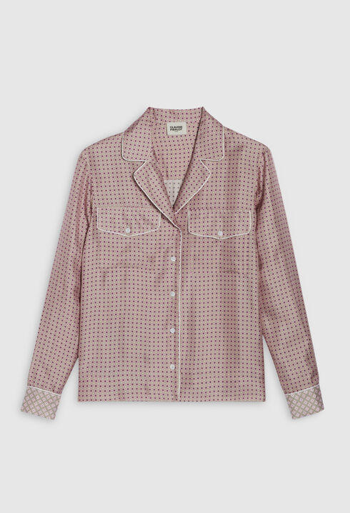 Chemise soie rose poudré