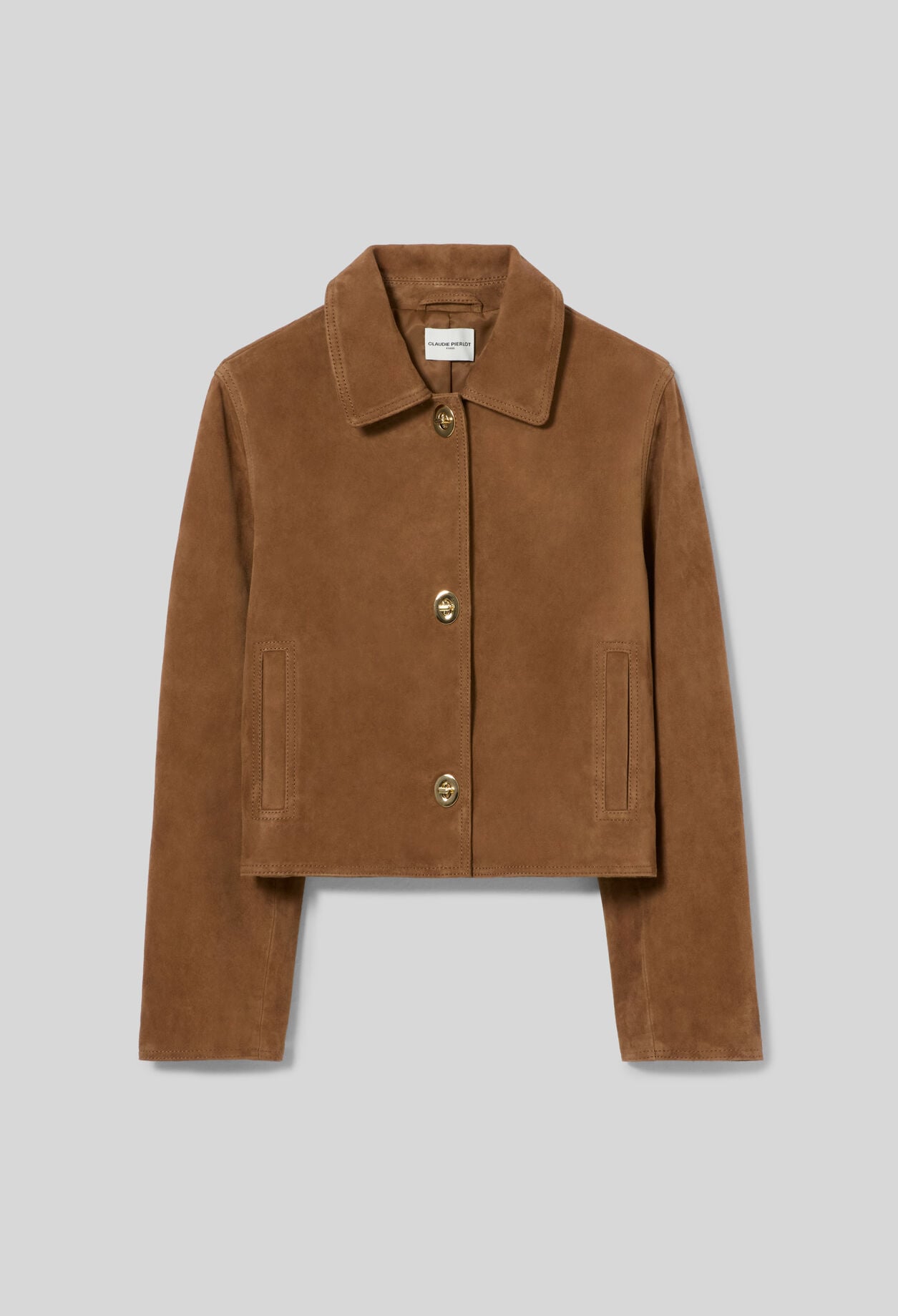 Veste courte cuir su&egrave;de