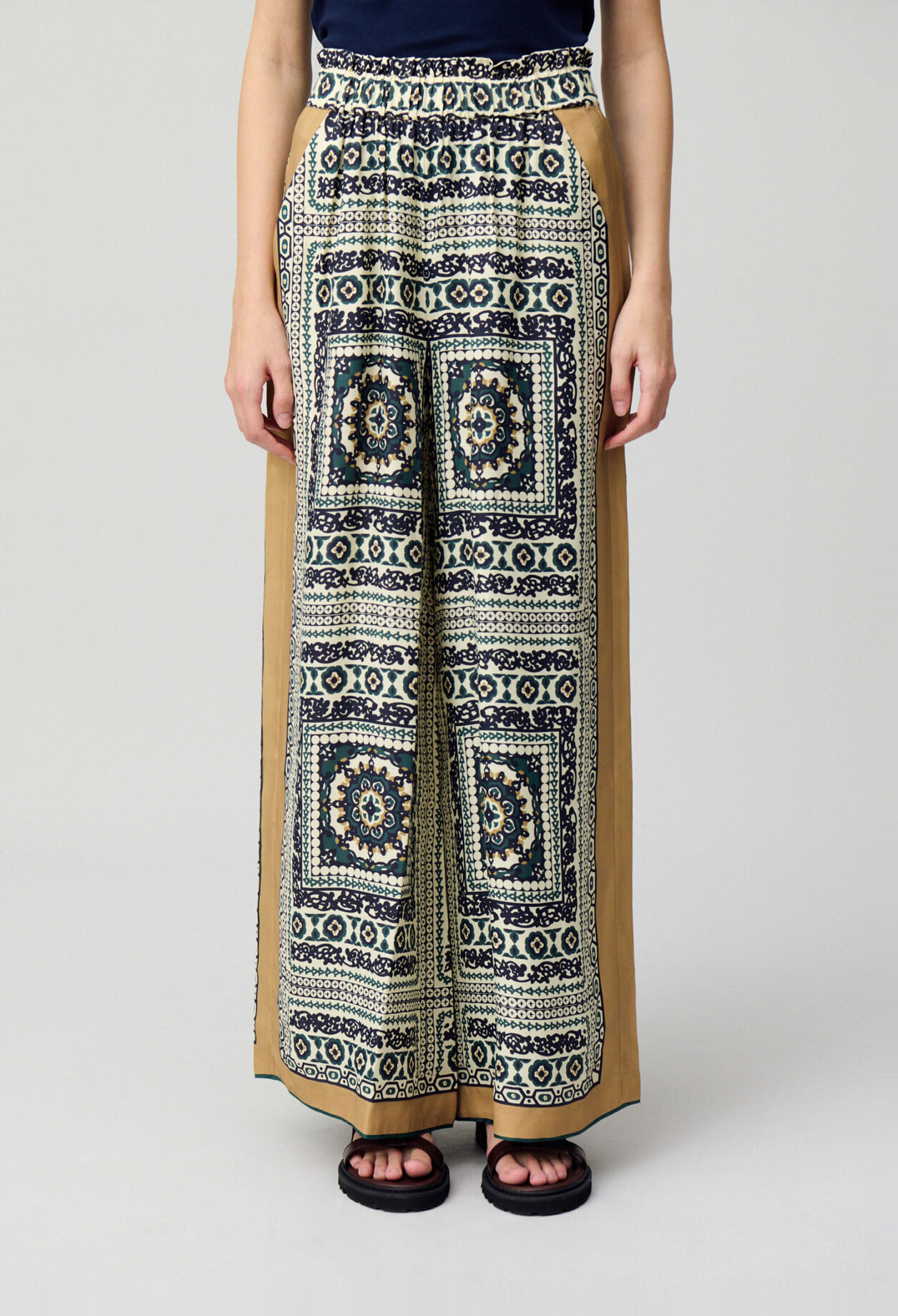 Pantalon large fluide imprim&eacute;
