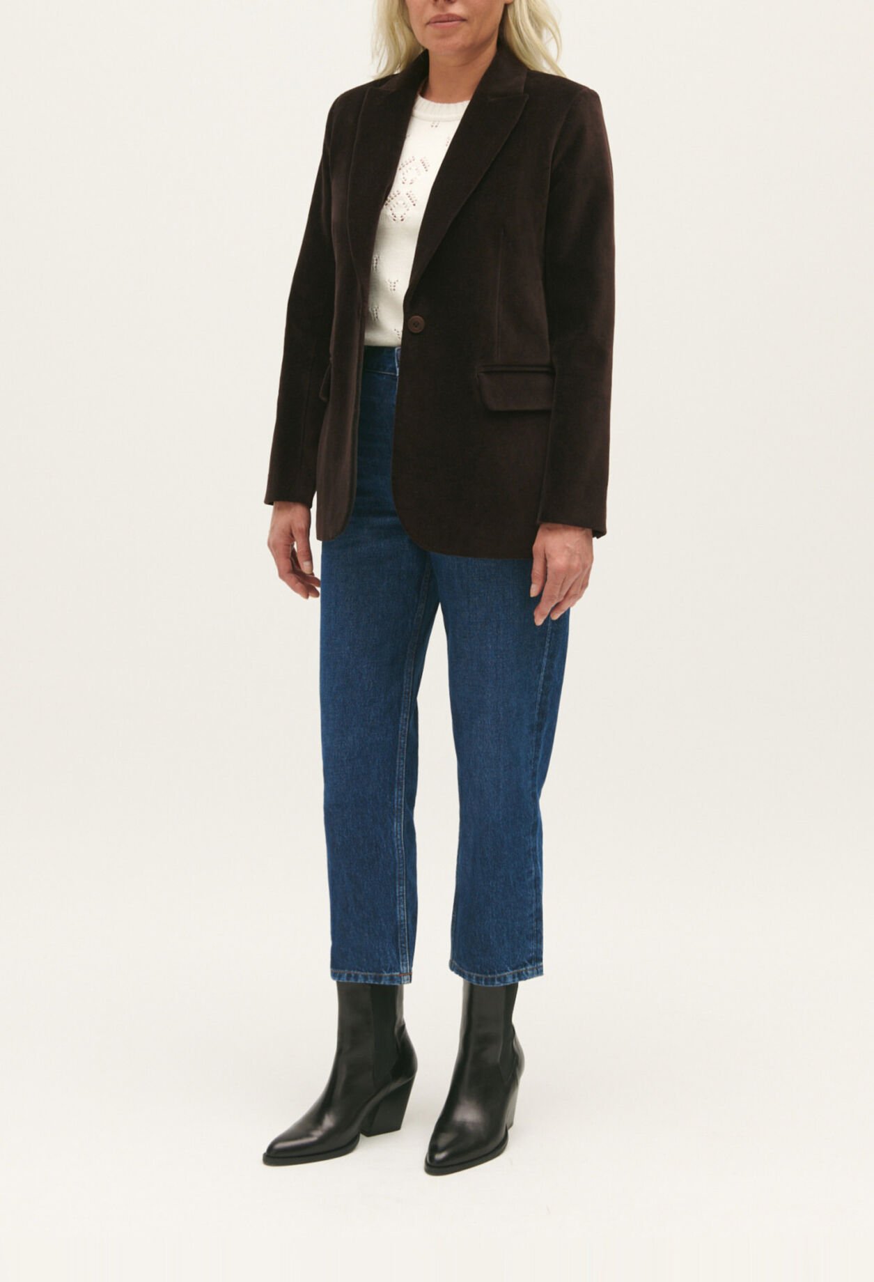 Veste tailleur velours chocolat