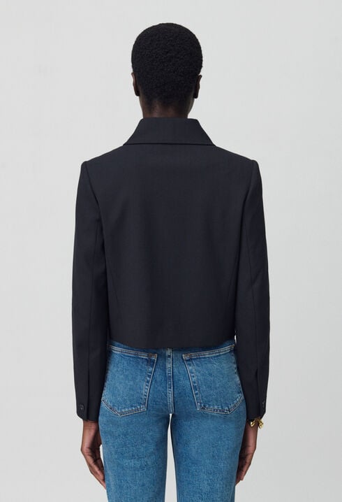 Veste boîte laine mélangée noir