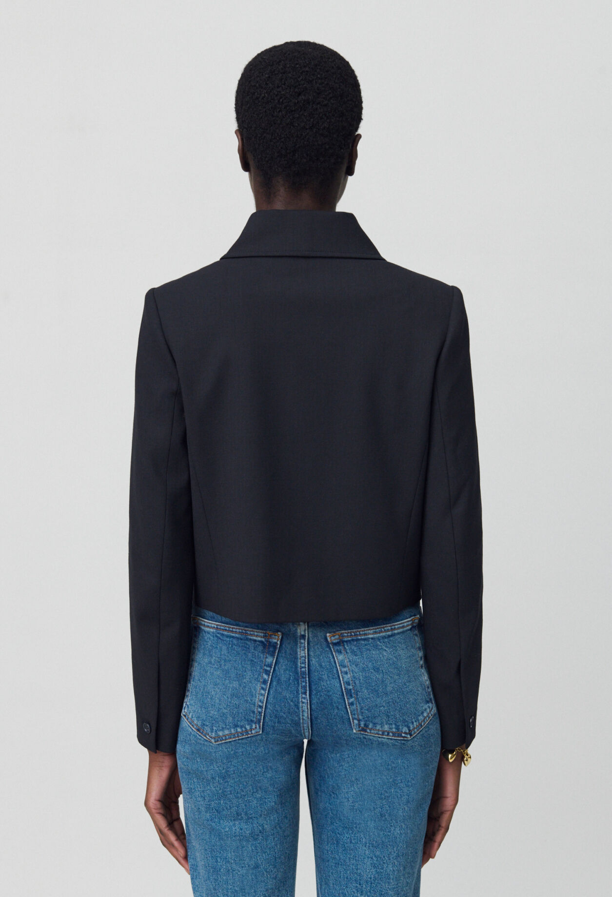 Veste boîte laine mélangée noir