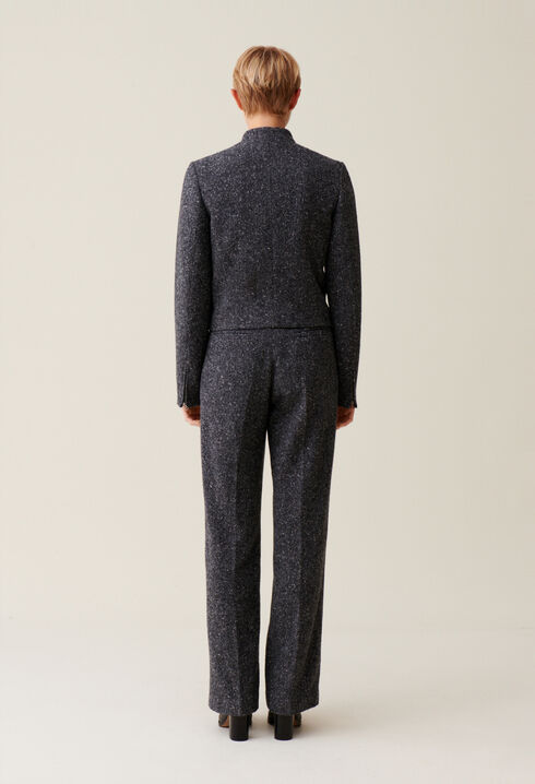 Veste courte laine m&eacute;lang&eacute;e grise